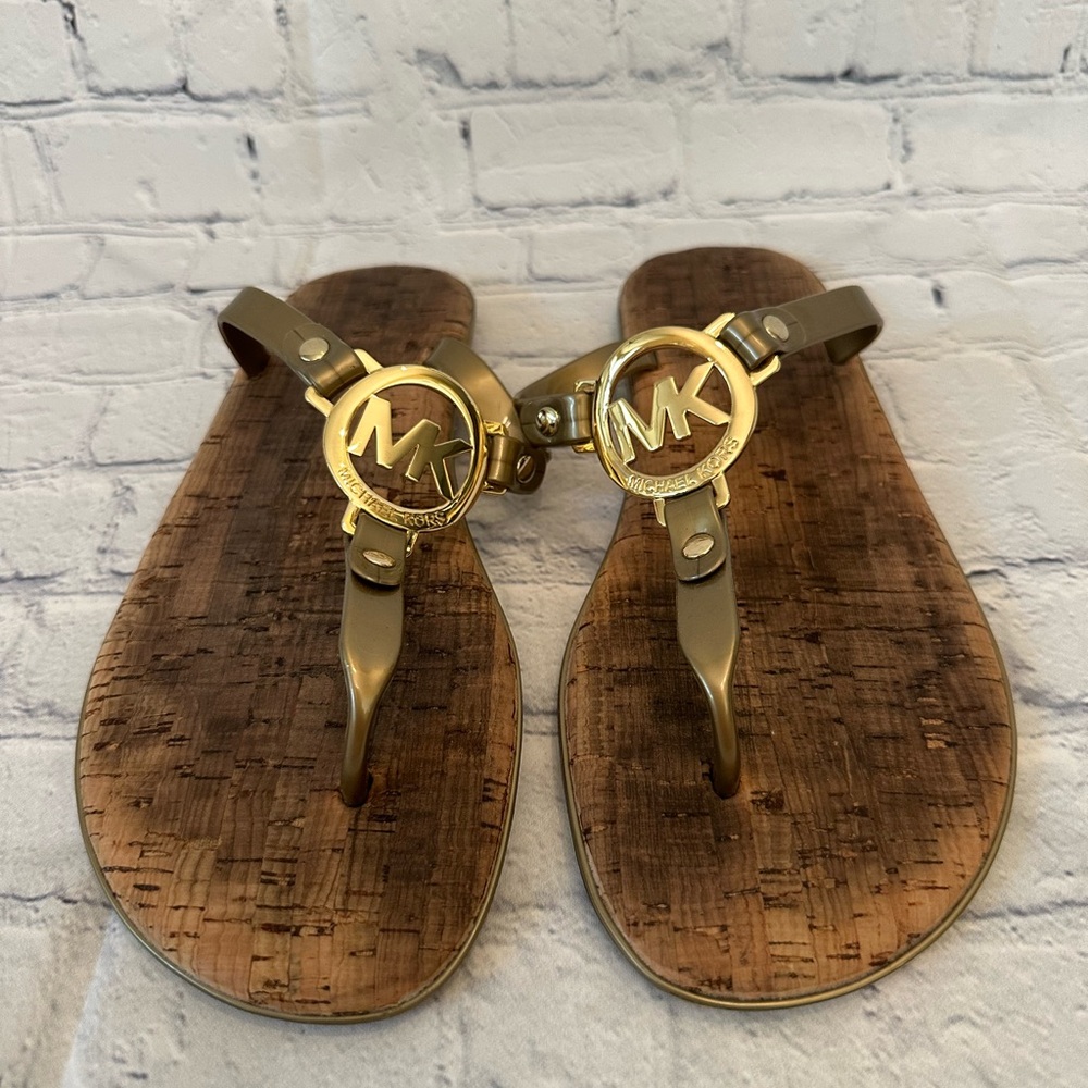 Michael Kors Gold and Brown Sandals
